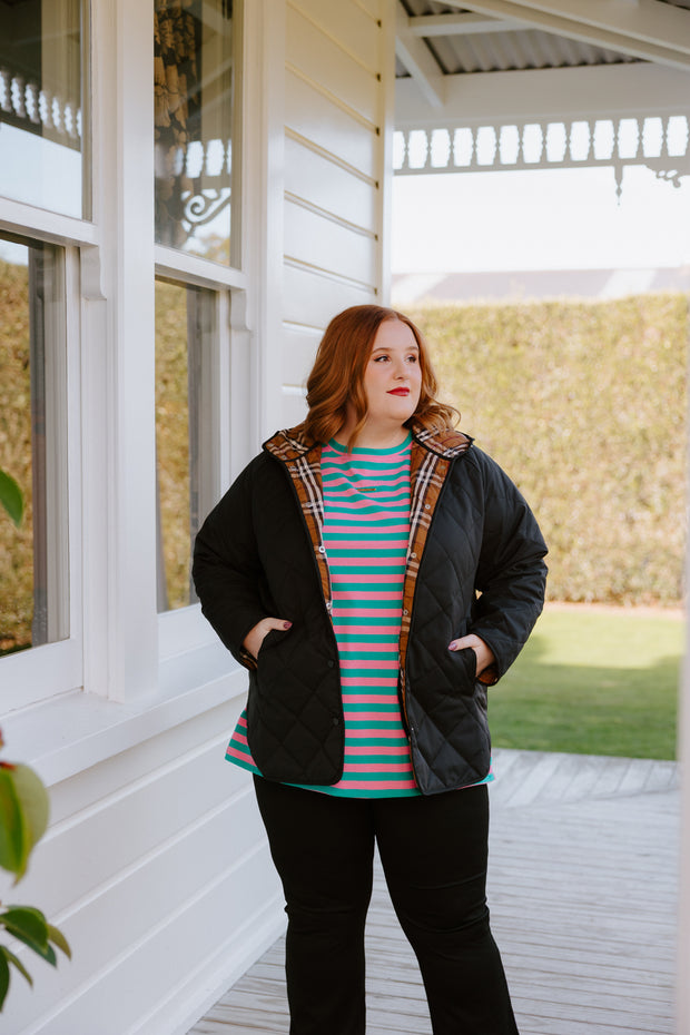 Quilted Jacket (Hood) - Black