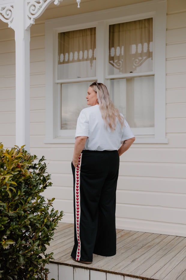 Baz Pants - Black/Burgundy Heart