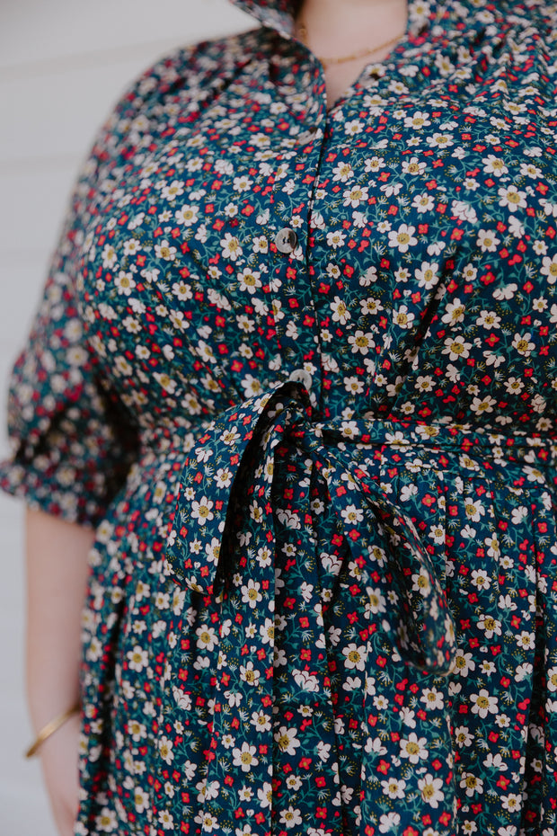 August Dress - Navy Floral