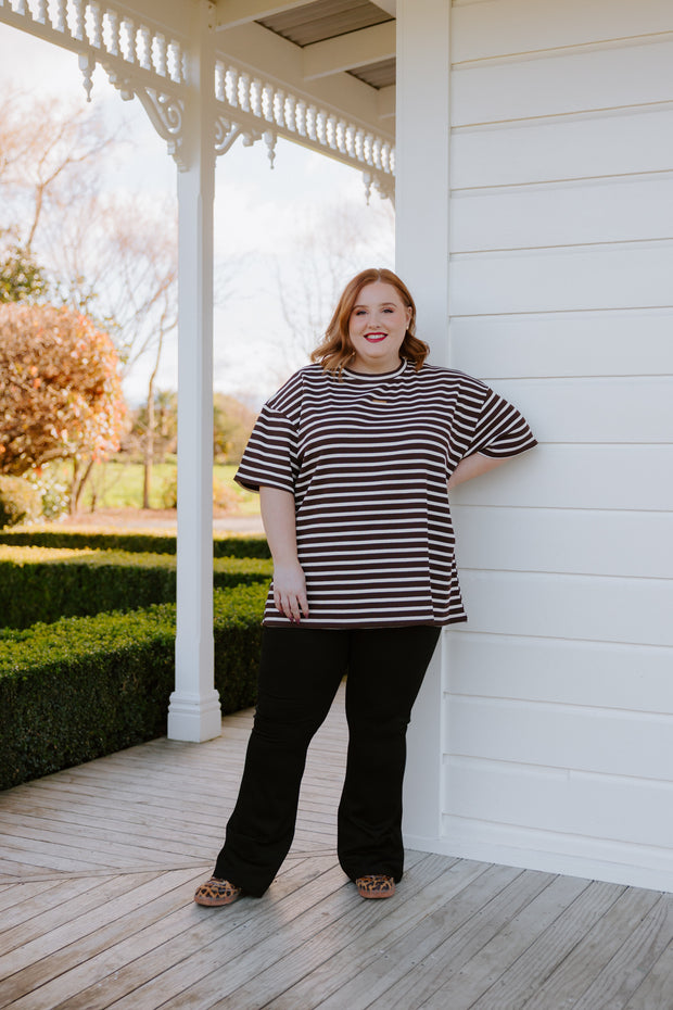 Oversized Tee - Chocolate Stripe