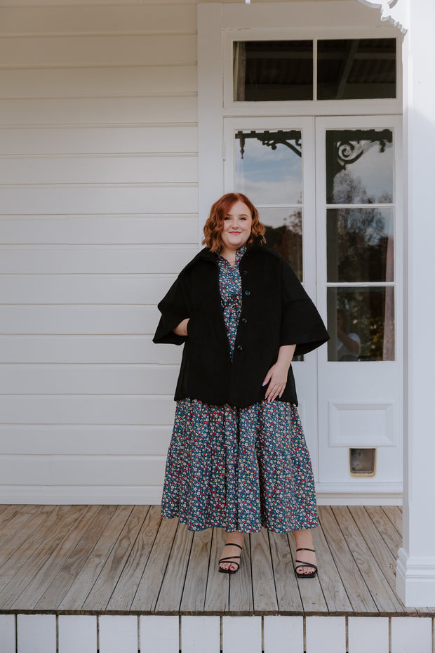 High Neck Cape - Black