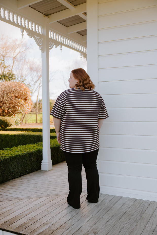 Oversized Tee - Chocolate Stripe