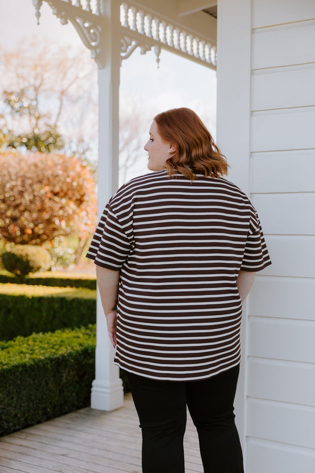 Oversized Tee - Chocolate Stripe