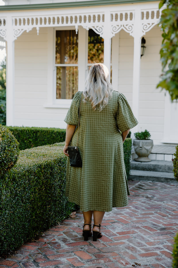 James Dress - Green Grid