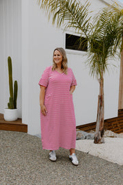 Ansel Dress - Pink/White Stripe