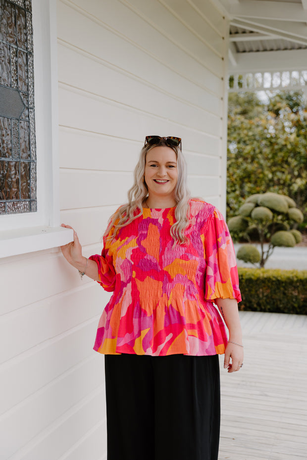 Liv Top - Pink & Yellow