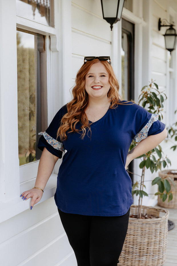 Yasmin Top - Navy/Floral