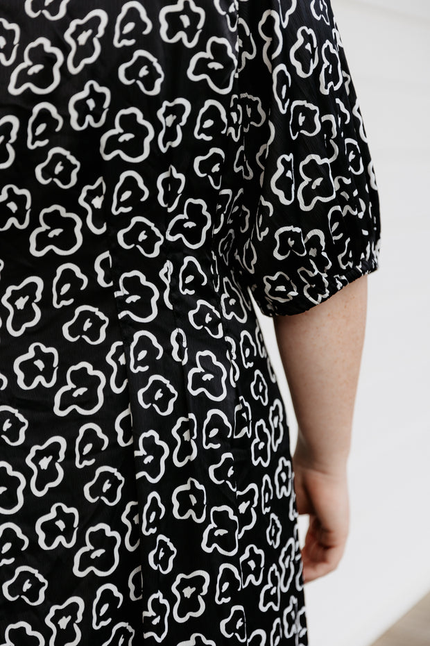 Finn Dress (woven) - Black/White Floral