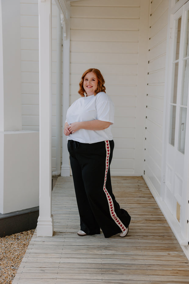 Baz Pants - Black/Burgundy Heart