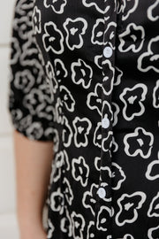 Finn Dress (woven) - Black/White Floral