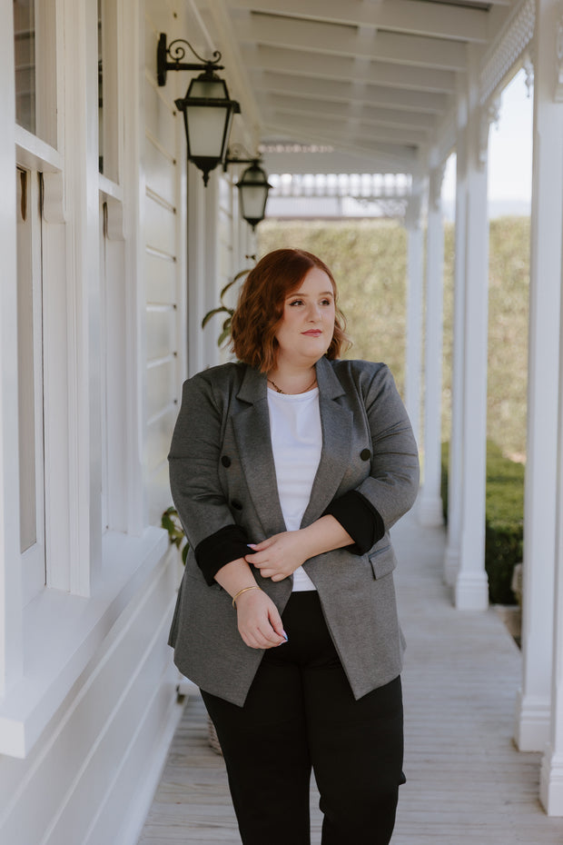 Longline Stretch Blazer - Grey