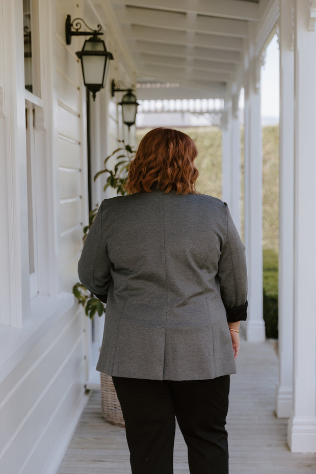Longline Stretch Blazer - Grey