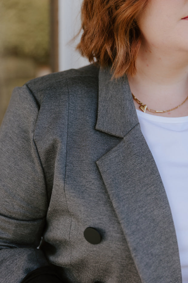 Longline Stretch Blazer - Grey