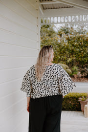 Juno Top - White with Black Floral