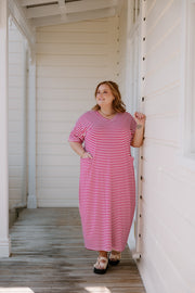 Ansel Dress - Pink/White Stripe