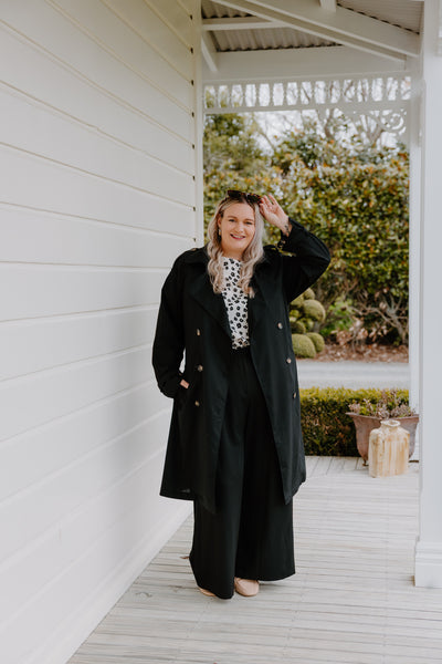 Summer Linen Trench - Black