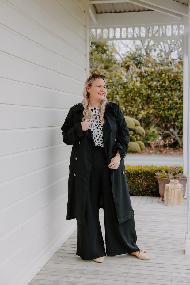Summer Linen Trench - Black