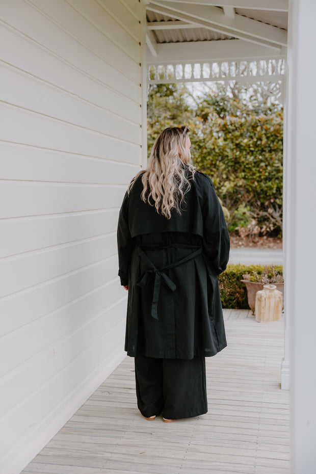 Summer Linen Trench - Black