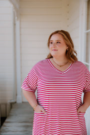 Ansel Dress - Pink/White Stripe