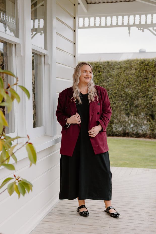 Longline Blazer - Burgundy