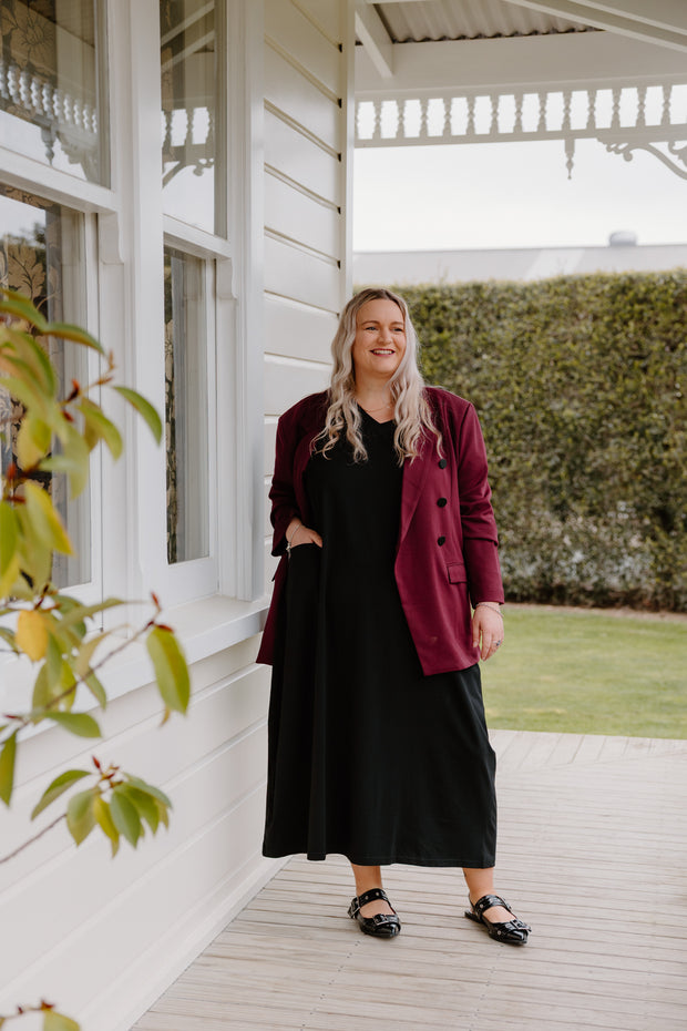 Longline Blazer - Burgundy