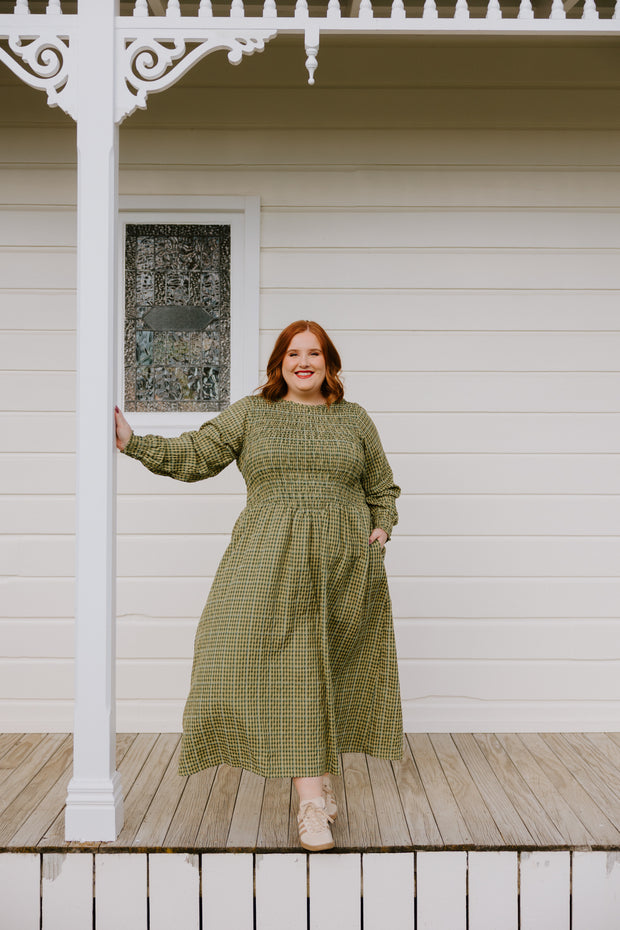 Logie Dress - Khaki Check