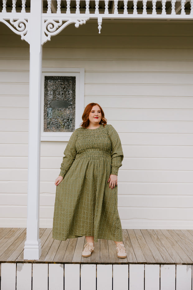 Logie Dress - Khaki Check