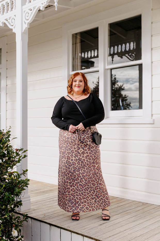 Bias Maxi Skirt - Dark Leopard