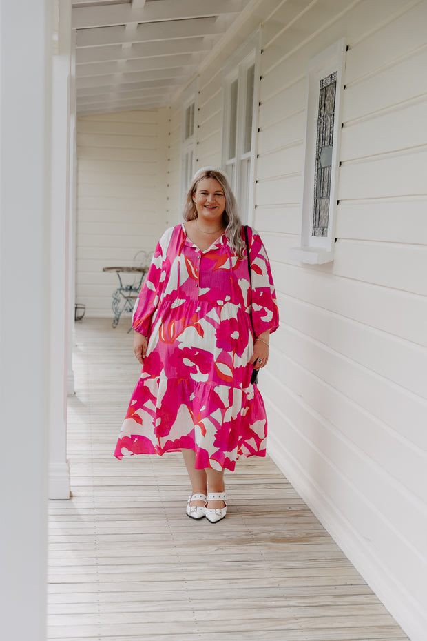 Quince Dress - Pink & White