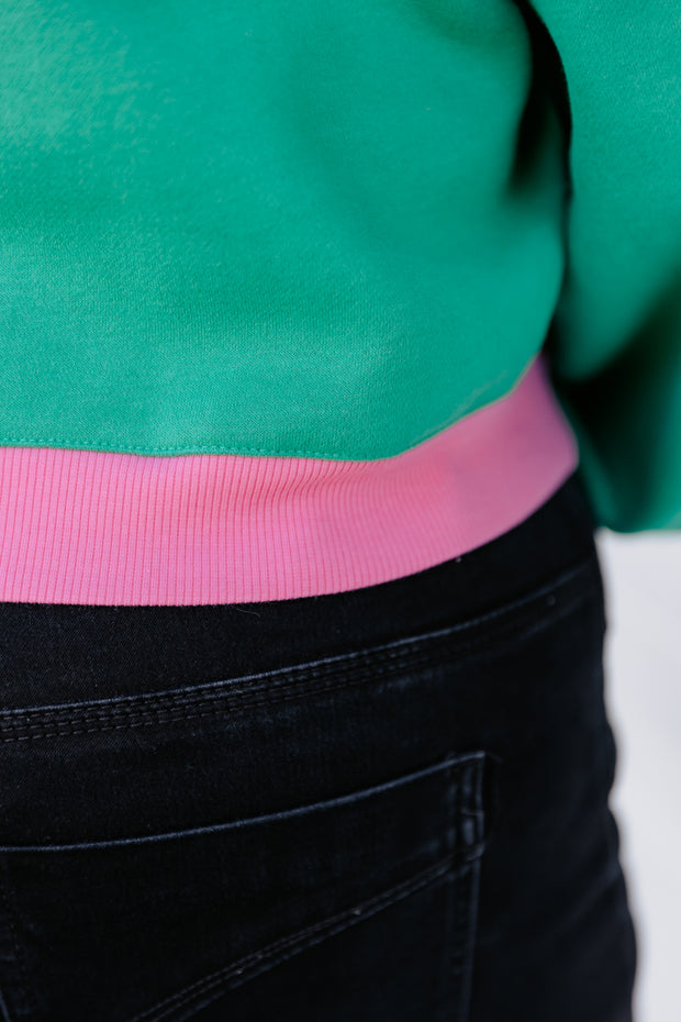 Crop Cardi - Green/Pink