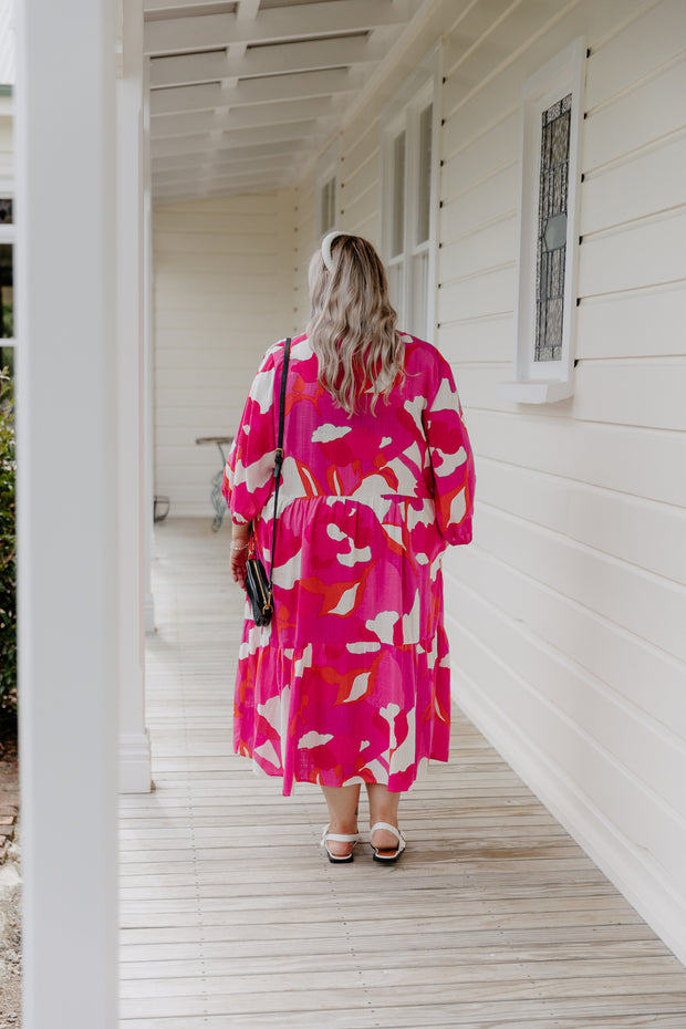 Quince Dress - Pink & White