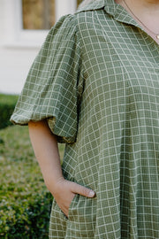 James Dress - Green Grid