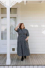 August Dress - B&W Floral