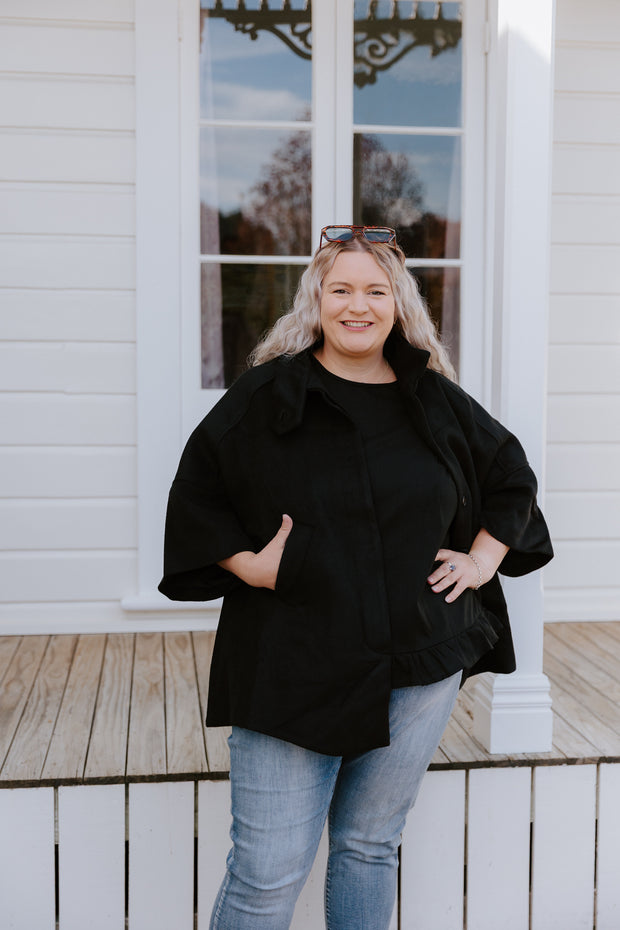 High Neck Cape - Black