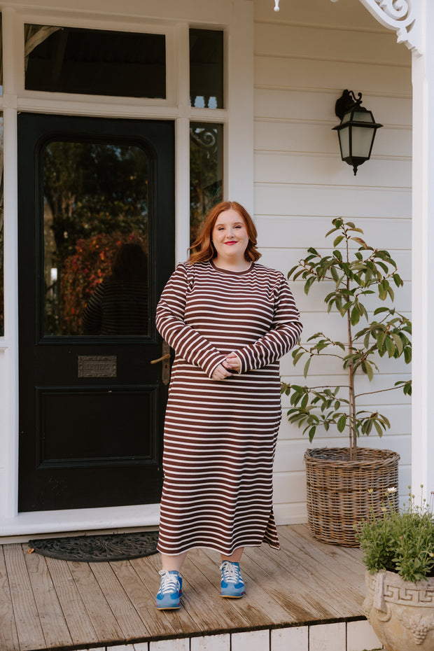Lauren Dress - Chocolate Stripe
