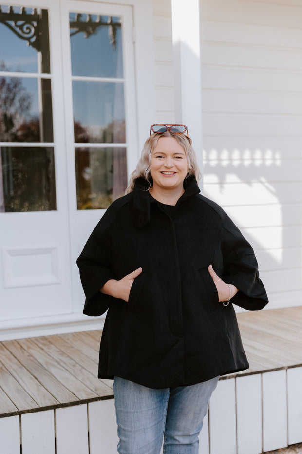 High Neck Cape - Black
