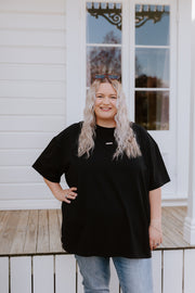 Oversized Tee - Black w Gold Tag