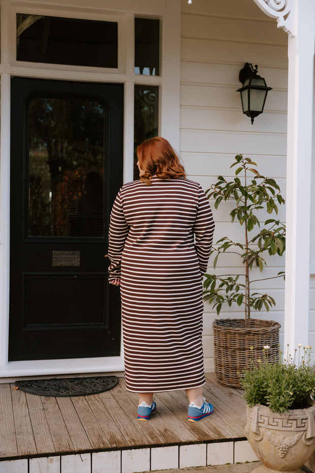 Lauren Dress - Chocolate Stripe
