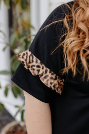 Yasmin Top - Black/Leopard