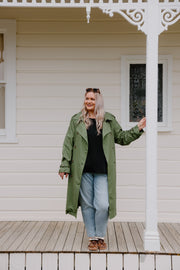 Summer Linen Trench - Olive