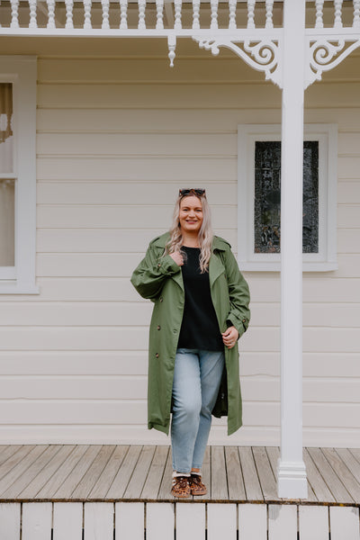 Summer Linen Trench - Olive