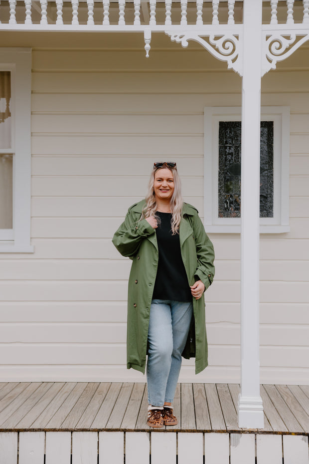 Summer Linen Trench - Olive
