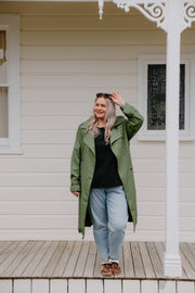 Summer Linen Trench - Olive