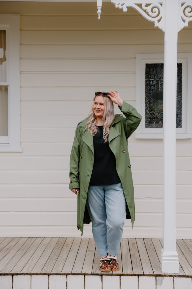 Summer Linen Trench - Olive