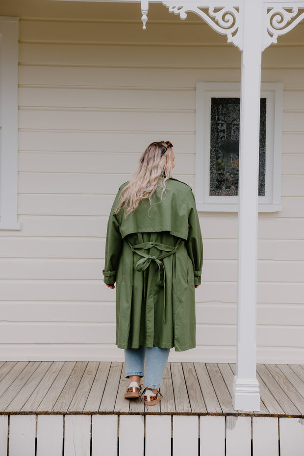 Summer Linen Trench - Olive