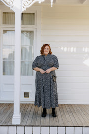 August Dress - B&W Floral
