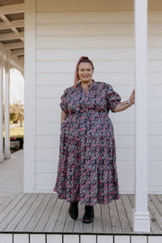 August Dress - Black Neon Floral