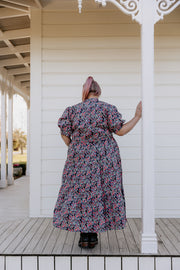 August Dress - Black Neon Floral