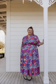 August Dress - Cobalt Floral