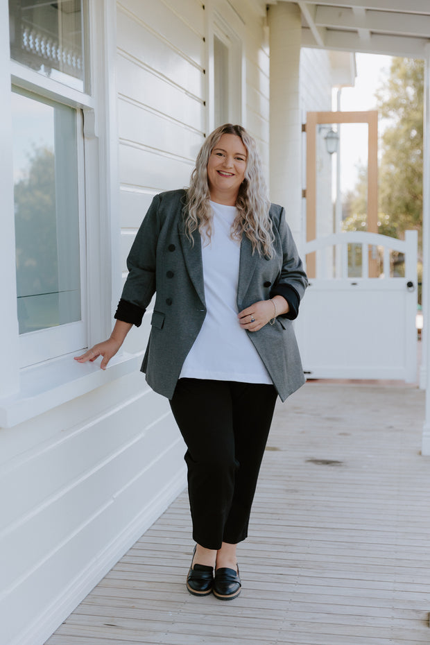 Longline Stretch Blazer - Grey